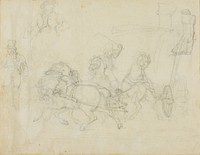 Stagecoach Drawn by Five Horses and Other Sketches by Jean Louis André Théodore Géricault