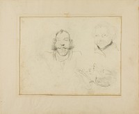 Three Caricatures of Heads by Jean Louis André Théodore Géricault
