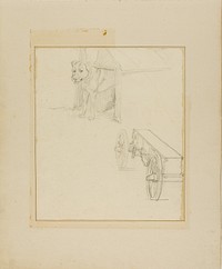 Dog Standing in Dog House and Study of a Munitions Cart by Jean Louis André Théodore Géricault