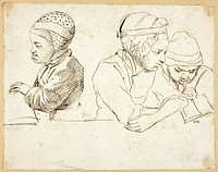 Three Children (recto); Sketches of Head, Eyes, Lips, and Flowers (verso) by Daniel Nikolaus Chodowiecki