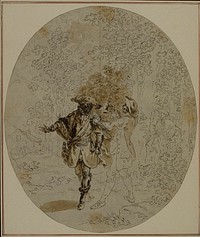 Study for a second edition, never published, of Colle's "La Partie de Chasse de Henri IV", Act II, Scene 11 by Hubert François Gravelot