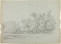 View of the Park st Versailles: Landscape with Memorial Column and Grove of Trees by Pierre Antoine Mongin