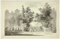 View of the Park at Versailles: Arch of Ladders with Plants; Statuary by Pierre Antoine Mongin