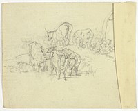 Cattle (recto); The Charlatan (verso) by William Henry Pyne