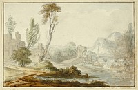 Idyllic Landscape by Jean Baptiste Claude Chatelain