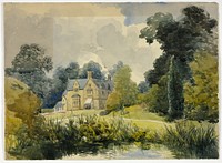 Manor House Seen from Pond by Unknown artist (Unknown Amateur)