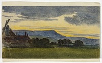 Hilly Landscape at Sunset by Style of John Varley