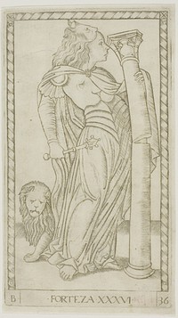 Fortitude, plate 36 from Genii and Virtues by Master of the E-Series Tarocchi