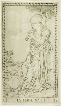 Euterpe, plate eighteen from Apollo and the Muses by Master of the E-Series Tarocchi