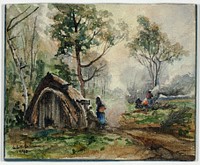 Hut in Woodland Setting by John Joseph Gustave Burghoffer