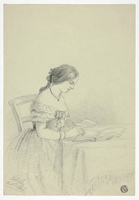 Woman Watercoloring (possibly a Self Portrait) by Elizabeth Murray