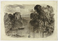 River with Castle Ruin and Boat I by Elizabeth Murray