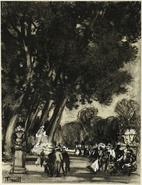 The Garden of the Island, Aranjuez by Joseph Pennell