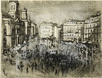 The Puerta del Sol, Madrid by Joseph Pennell