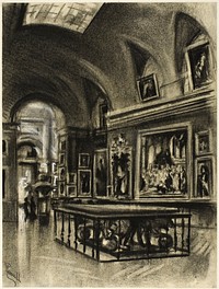 The Grand Gallery of the Prado by Joseph Pennell