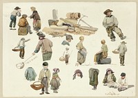 Sketches of Fishermen and Children at Hastings by George Robert Lewis