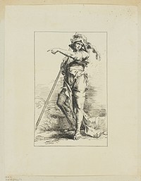 Figure with Staff Pointing by Salvator Rosa