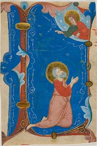 Praying Saint (Moses?) with Christ in a Historiated Initial "L", from a Choirbook by Neri da Rimini