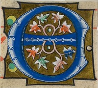 Decorated Initial "E" with Flowers from a Choir Book