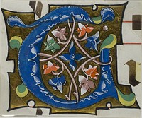 Decorated Initial "T" with Flowers from a Choirbook