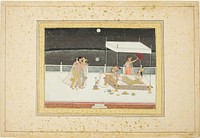 Seduction Scene on a Terrace by Moonlight by Mughal