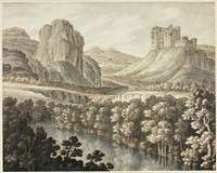 A Romantic Landscape with a Ruined Castle by Robert Adam