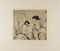 Plate from l'Assommoir (two women fighting, with onlookers) by Gaston La Touche