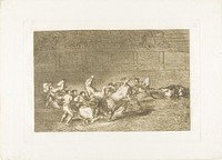 Two teams of picadors thrown one after the other by a single bull, plate 32 from The Art of Bullfighting by Francisco José de Goya y Lucientes