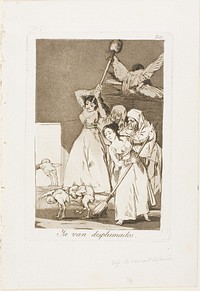 There They Go Plucked (i.e. fleeced), plate 20 from Los Caprichos by Francisco José de Goya y Lucientes