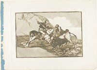 The Way in Which the Ancient Spaniards Hunted Bulls on Horseback in the Open Country, plate one from The Art of Bullfighting by Francisco José de Goya y Lucientes