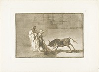 The Moors make a different play in the ring calling the bull with their burnous, plate six from The Art of Bullfighting by Francisco José de Goya y Lucientes