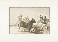 The rabble hamstring the bull with lances, sickles, banderillas and other arms, plate twelve from The Art of Bullfighting by Francisco José de Goya y Lucientes