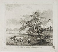 A Shepherd and Bull Crossing a River by Jean Jacques de Boissieu