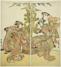 Actors Segawa Kikunojô III as Yasukata and Iwai Hanshirô IV as Utôin Performing a Hobbyhorse Dance (Harugoma odori) in “The Fifth Genji Mitsugi’s Robe (“Godai Genji Mitsugi no Furisode”) by Katsukawa Shunsho