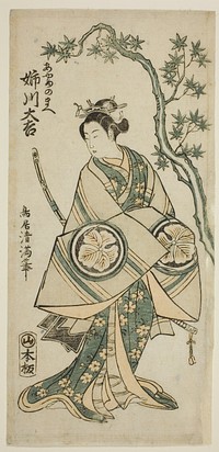 The Actor Anegawa Daikichi as Ayame no Mae in the play "Miyo no Hana Yunzei Kagami," performed at the Morita Theater in the eleventh month, 1760 by Torii Kiyomitsu I