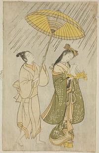 Parody of Komachi praying for rain by Ishikawa Toyonobu