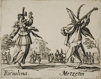 Riciulina - Metzetin, plate 8 from Balli di Sfessania by Jacques Callot