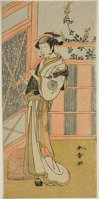 The Actor Nakamura Noshio I as Misao Disguised as a Komuso in the Play Kosode-gura no Tekubari, Performed at the Morita Theater in the Second Month, 1772 (?) by Katsukawa Shunsho