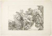 A Mill Lock in the Middle of Willows, plate 97 from Figures de différents caractères, de Paysages, et d’Etudes dessinées d'après nature (Figures of Different Characters, Landscapes, and Studies Drawn from Nature) by François Boucher