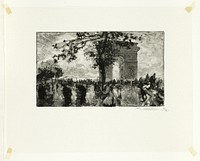 Retour du Bois, place de l'Etoile, plate nineteen from Le Long de la Seine et des Boulevards by Louis Auguste Lepère