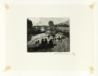 The Horse Pond at the Pont Marie, plate ten from Le Long de la Seine et des Boulevards by Louis Auguste Lepère