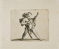 Masked Comedian Playing the Guitar, from Varie Figure Gobbi by Jacques Callot