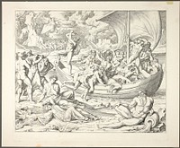 Charon's Bark with Souls Crossing the Styx, plate two from Darstellungen aus Dante's Hölle by Joseph Anton Koch