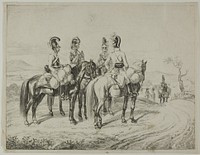 Four Cuirassiers on an Incline by Johann Christoph Erhard