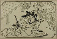 Lovers in the Garden, from an Untitled Series of Erotic Prints by Hishikawa Moronobu