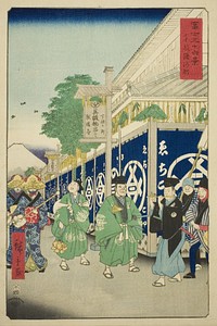 The Suruga District in the Eastern Capital (Toto Suruga-cho), from the series "Thirty-six Views of Mount Fuji (Fuji sanjurokkei)" by Utagawa Hiroshige