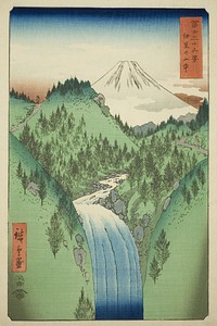 In the Mountains of Izu Province (Izu no sanchu), from the series "Thirty-six Views of Mount Fuji (Fuji sanjurokkei)" by Utagawa Hiroshige