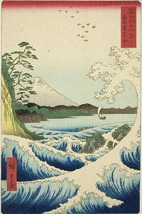 The Sea off Satta in Suruga Province (Suruga Satta no kaijo), from the series "Thirty-six Views of Mount Fuji (Fuji sanjurokkei)" by Utagawa Hiroshige