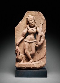 Dancing Mother Goddess Kaumari with Peacock