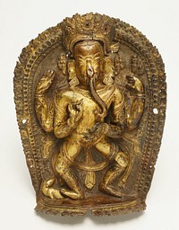 Four-Armed Dancing God Ganesha with His Rat Mount